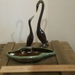 MCM vintage Japan Ceramic drip glaze swans